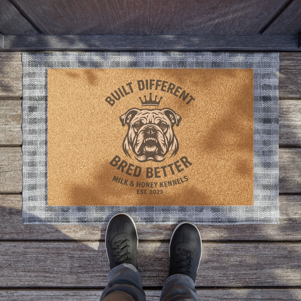 Bulldog Logo Doormat | Built Different Bred Better, Kennel Welcome Mat