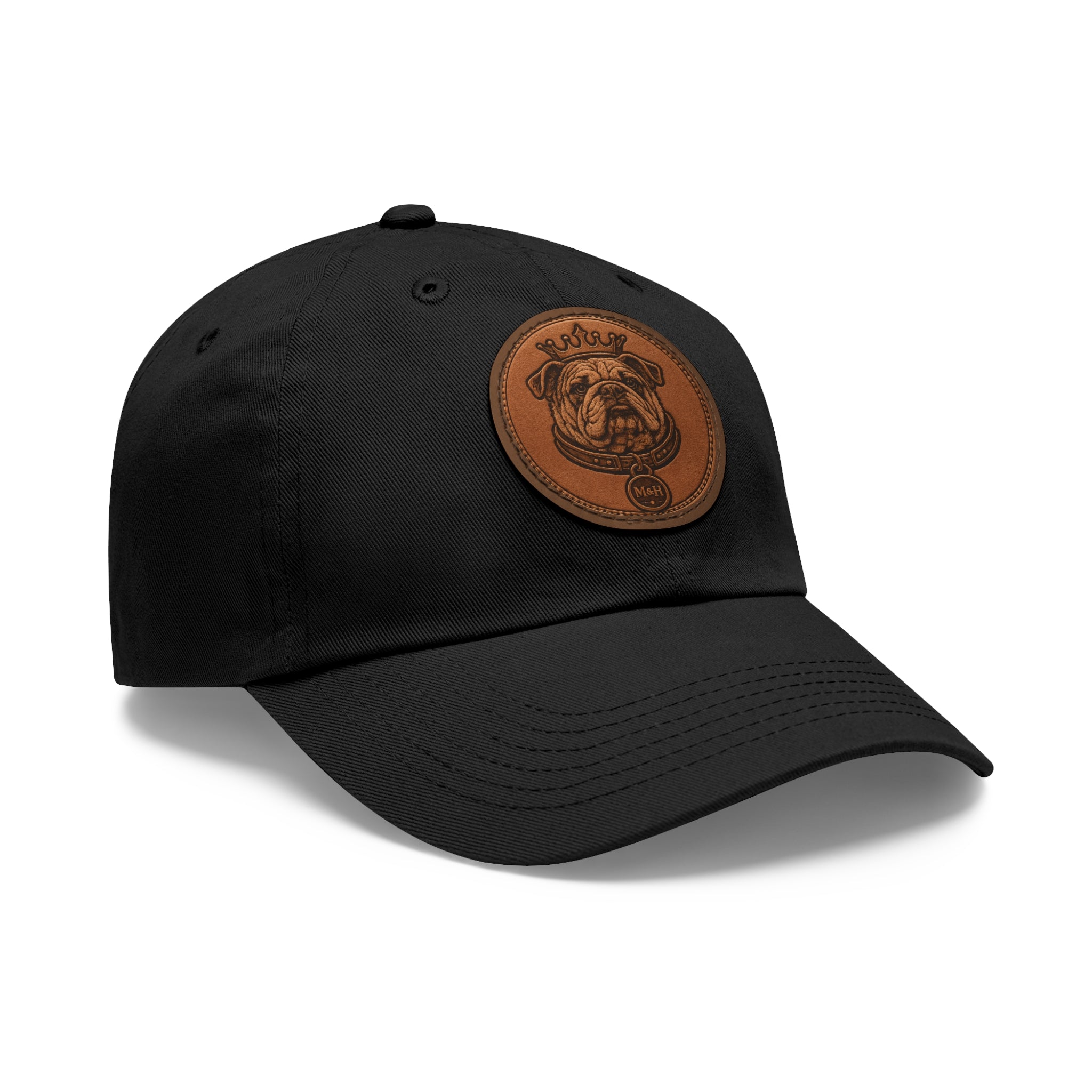 M&H  Leather Patch Dad Hat — Classic Casual Baseball Cap