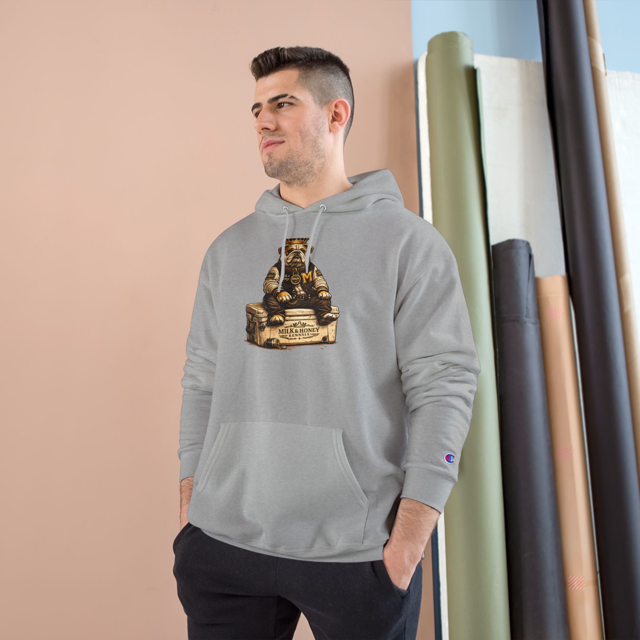 King Grout Bear Milk & Honey Vintage Label Hoodie | Retro Beverage Logo Sweatshirt