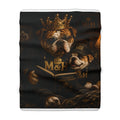 Bulldog King Portrait Sherpa Fleece Blanket | Regal Crowned Dogs, Cozy Throw