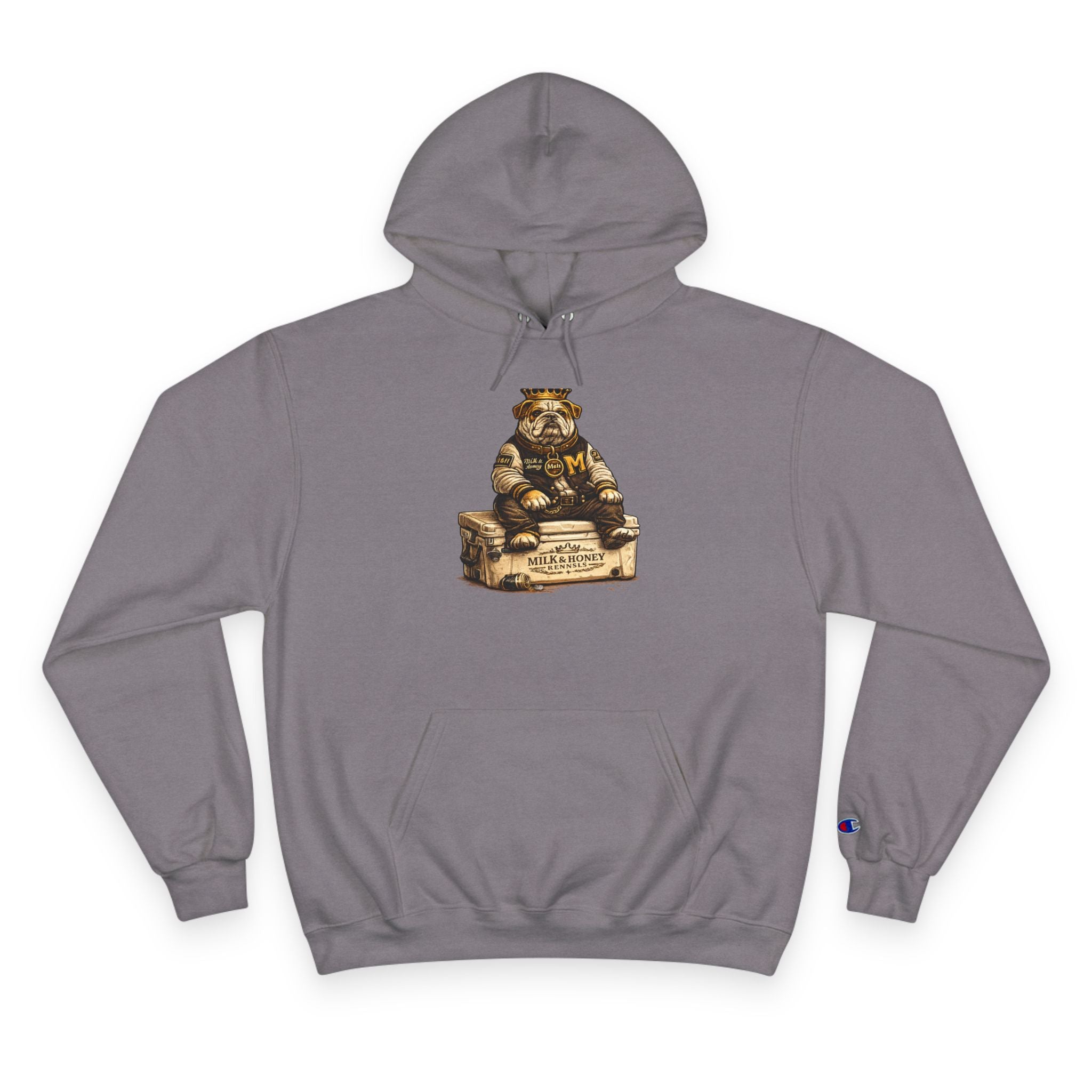 King Grout Bear Milk & Honey Vintage Label Hoodie | Retro Beverage Logo Sweatshirt