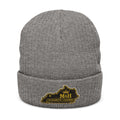 Embroidered Legacy M&H Ribbed Knit Beanie — Cozy Gray Winter Hat