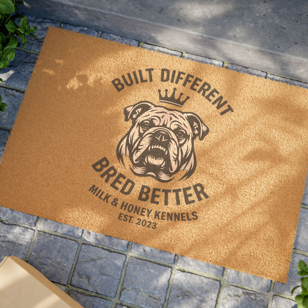 Bulldog Logo Doormat | Built Different Bred Better, Kennel Welcome Mat
