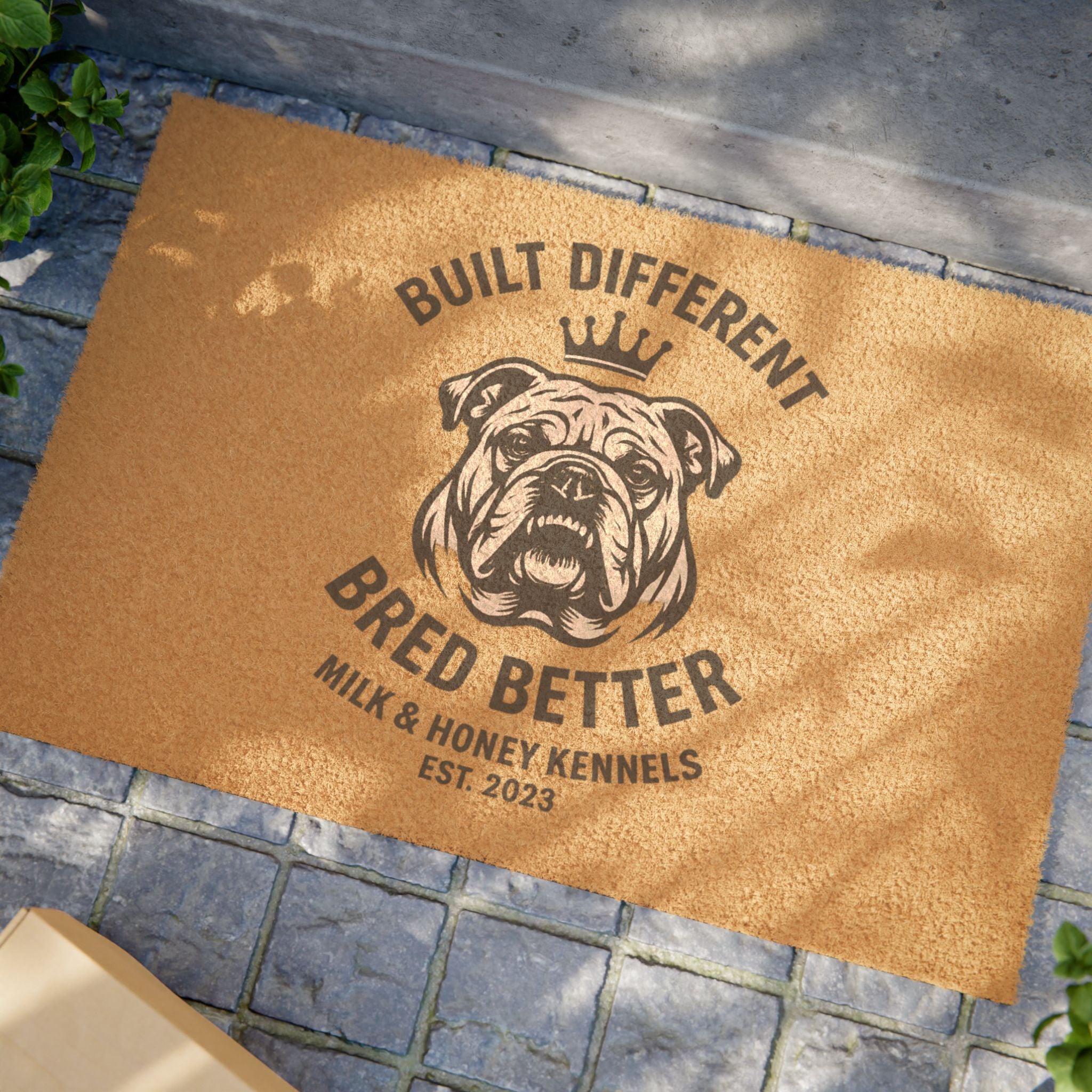 Bulldog Logo Doormat | Built Different Bred Better, Kennel Welcome Mat