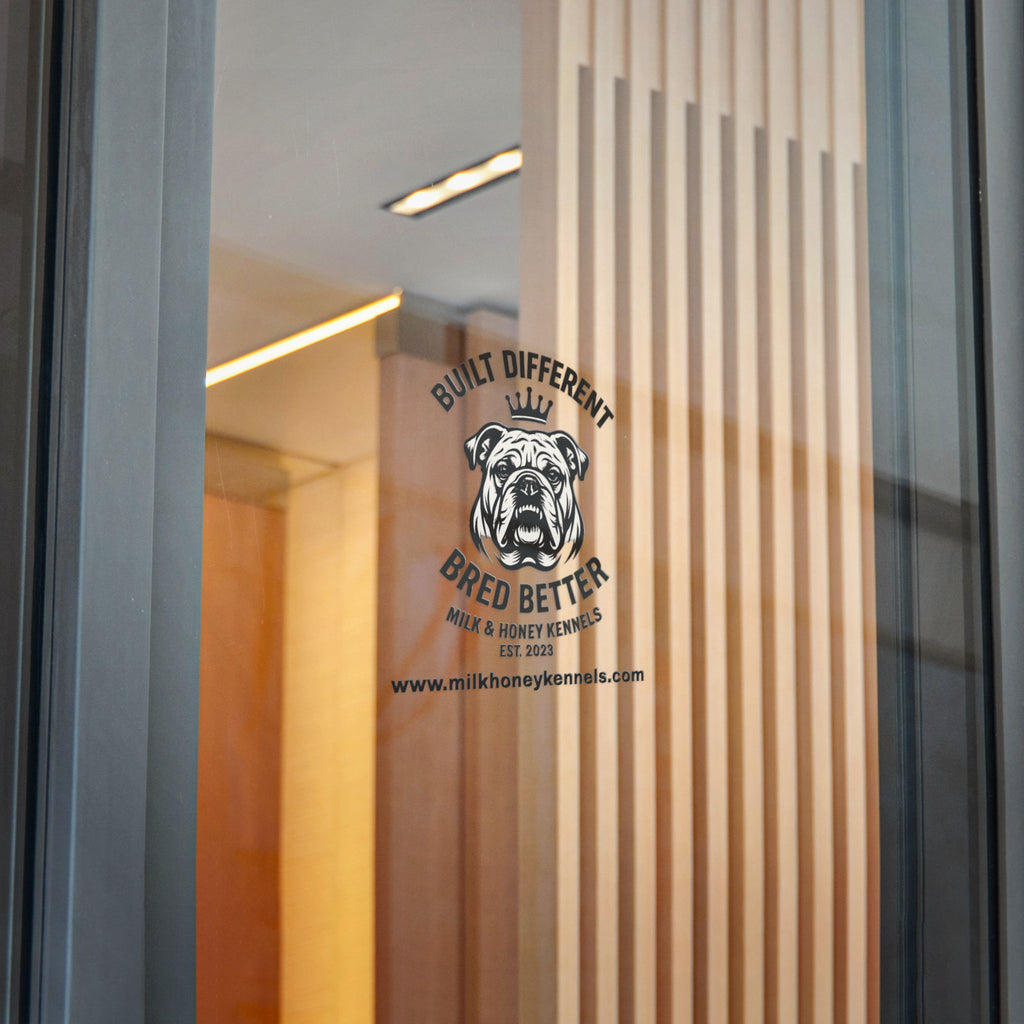 Die-Cut Sticker — "Built Different, Bred Better" Bulldog Logo (Milk & Honey Kennels)
