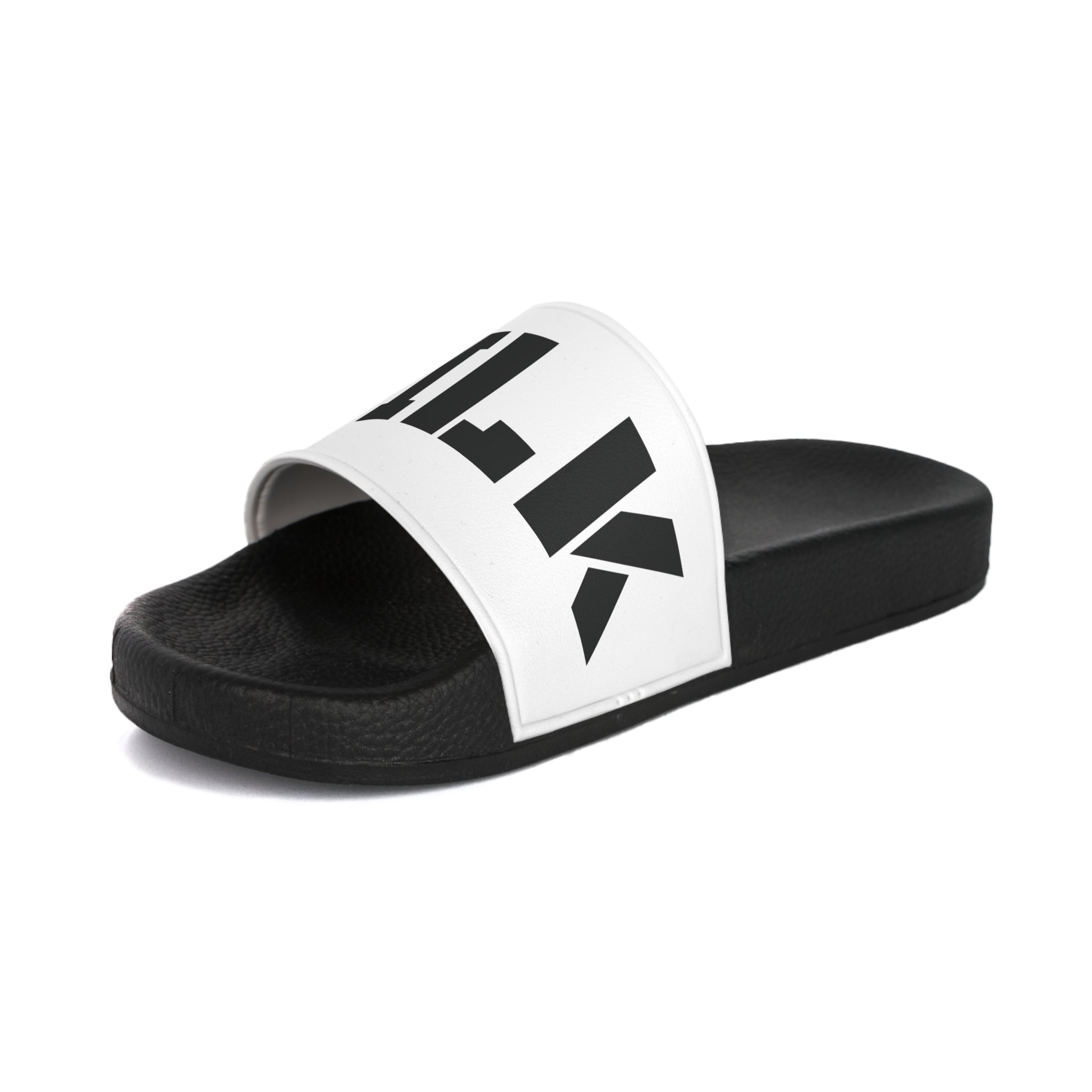 MILK HONEY Slide Sandals | Bold Typography, Black White Pool Slides