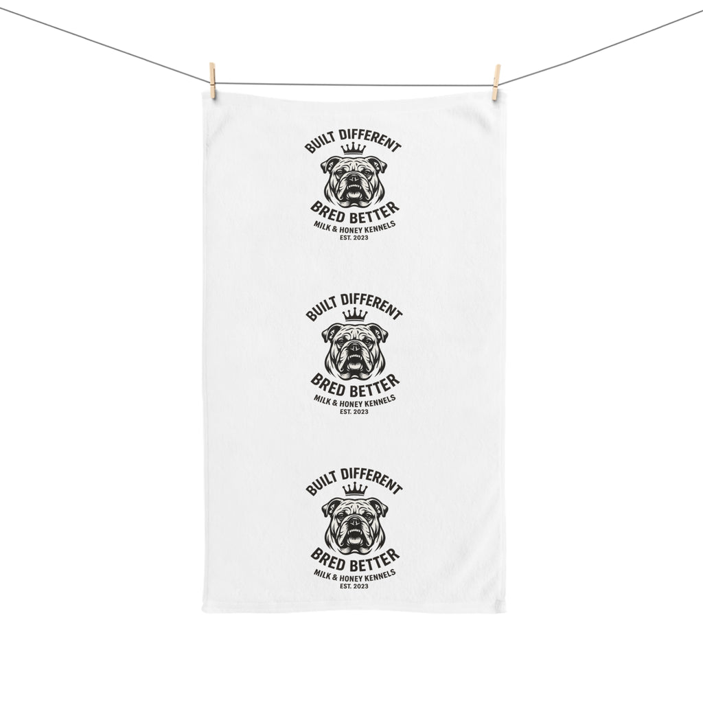 M&H Kennels Hand Towel — "Built Different, Bred Better" Printed Cotton Towel