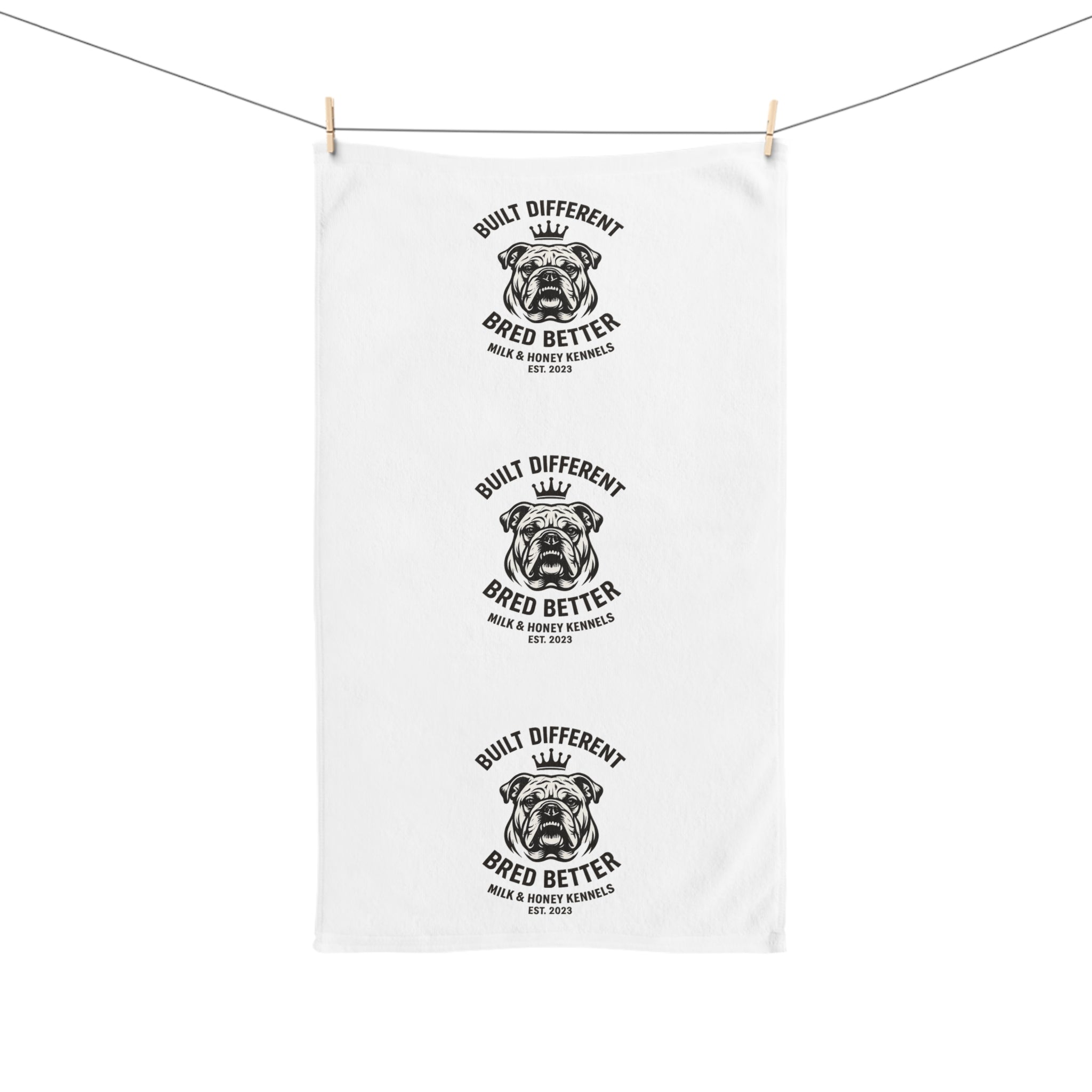 M&H Kennels Hand Towel — "Built Different, Bred Better" Printed Cotton Towel