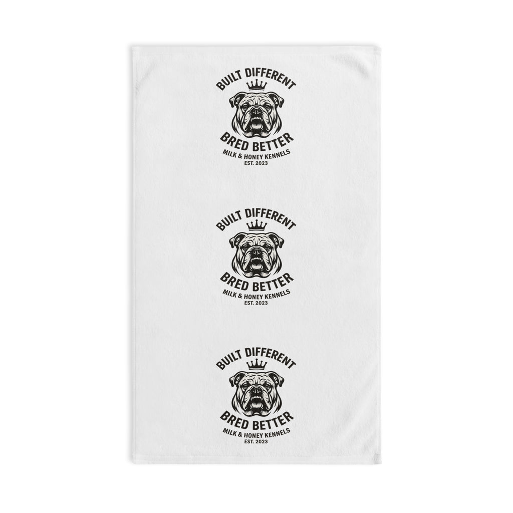 M&H Kennels Hand Towel — "Built Different, Bred Better" Printed Cotton Towel