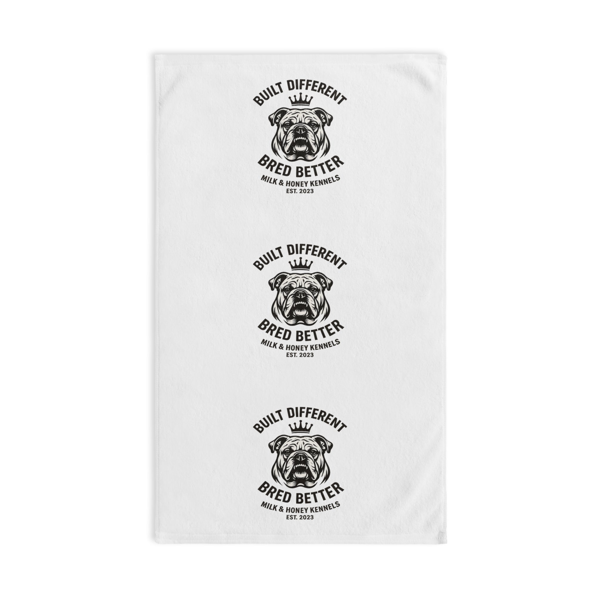 M&H Kennels Hand Towel — "Built Different, Bred Better" Printed Cotton Towel