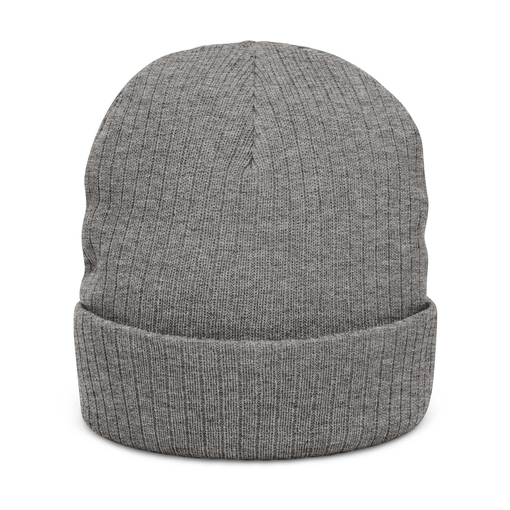 Embroidered Legacy M&H Ribbed Knit Beanie — Cozy Gray Winter Hat
