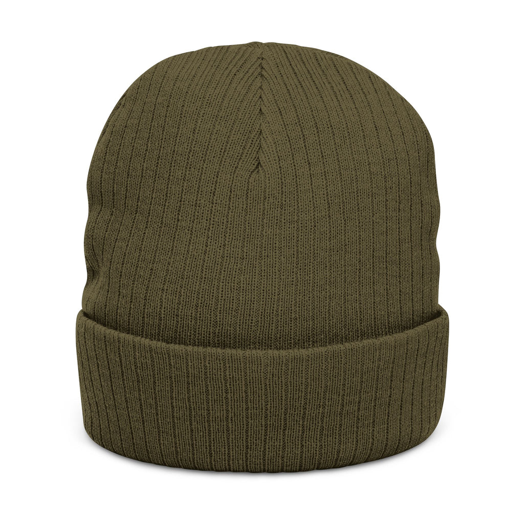 Embroidered Legacy M&H Ribbed Knit Beanie — Cozy Gray Winter Hat